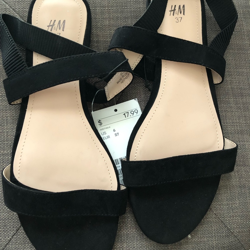 h&m black slip on sandals